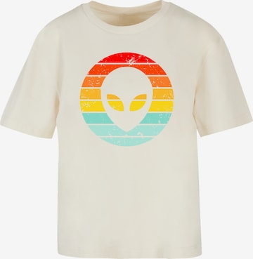 F4NT4STIC Shirt 'Alien Retro Sonnenuntergang' in Beige: voorkant