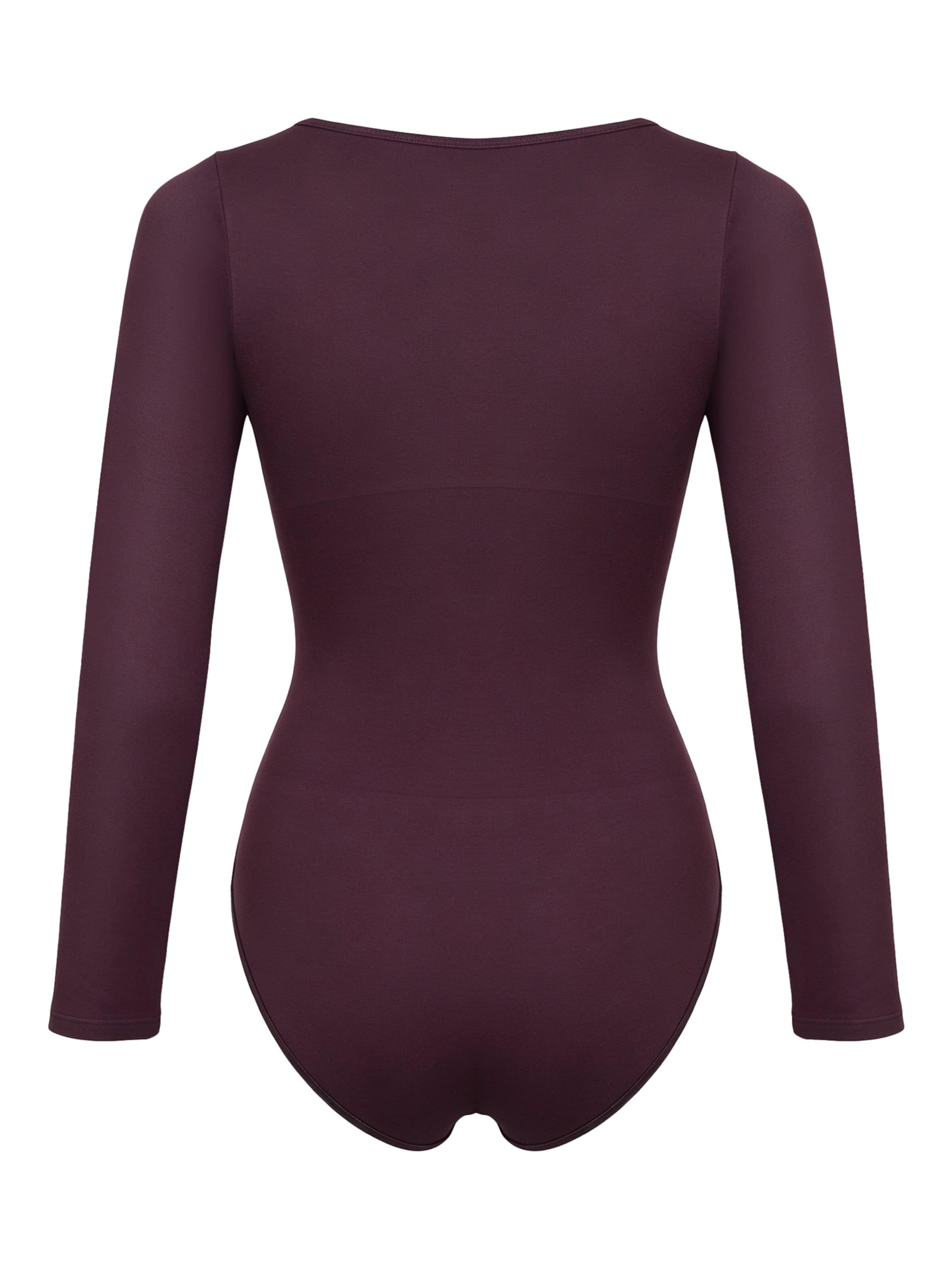 cfab - Body moldeador 'Clean Longsleeve Squareneck Sculpting Bodysuit with Slip' en rojo