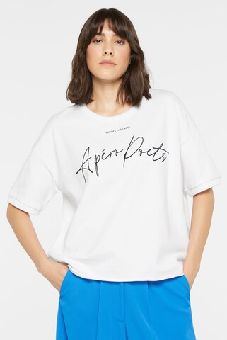 SENSES.THE LABEL Kurzarm-Sweatshirt S:AN mit Wording in Weiß: Vorderseite