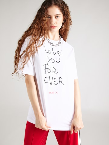 Fiorucci Тениска 'LoveYouForever' в бяло: отпред