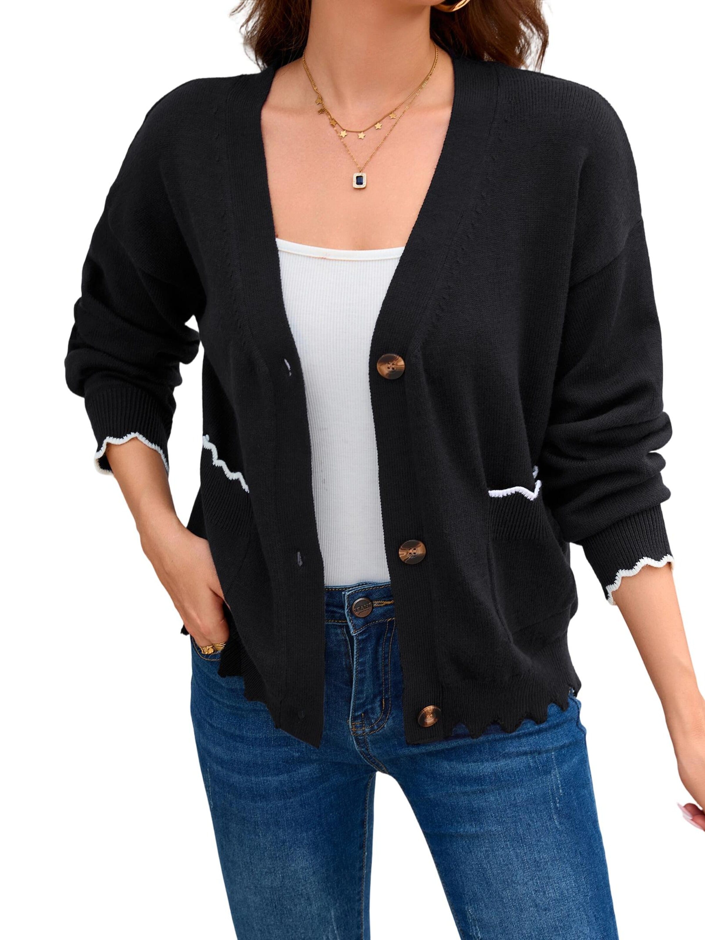 Yesfashion Kardigan w kolorze czarny