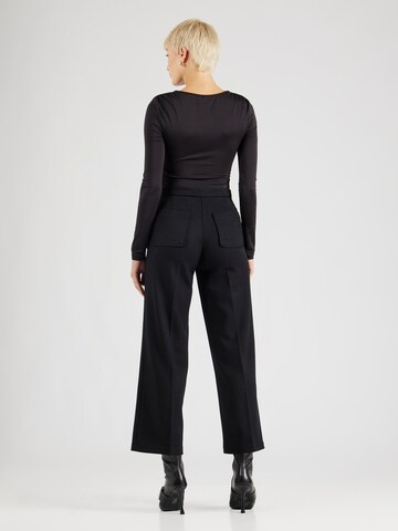 sessun Wide leg Pantalon 'ALBERWOOL' in Zwart