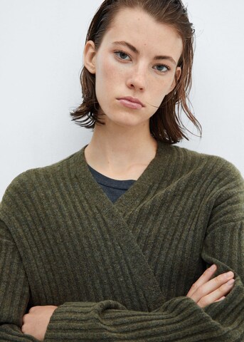 MANGO Knit Cardigan 'Bowl' in Green