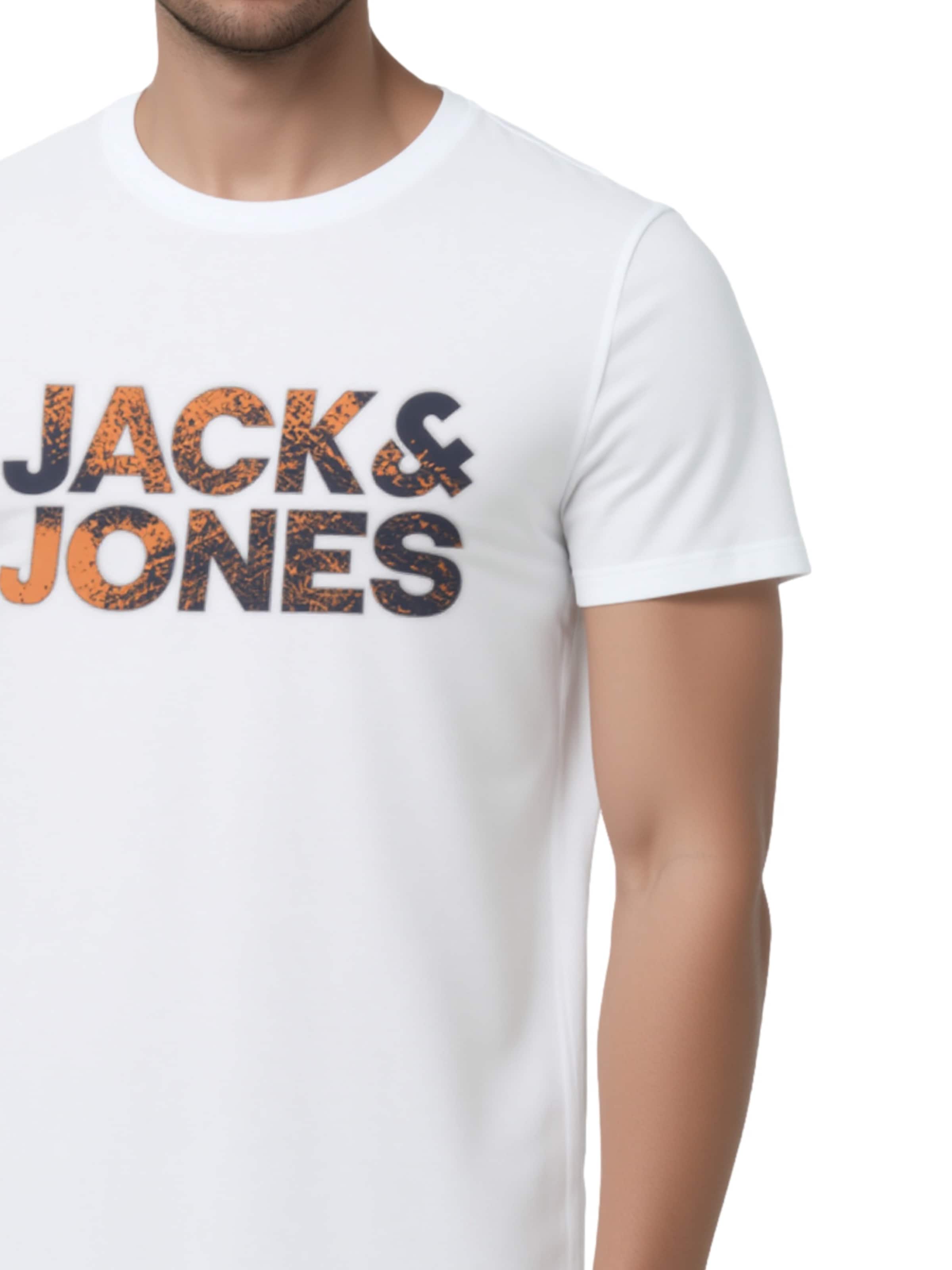 T-Shirt 'Distressed' JACK & JONES en blanc