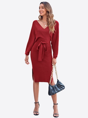 Imily Bela Pletena obleka | rdeča barva