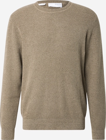 Pull-over 'SLHRoss' SELECTED en beige : devant