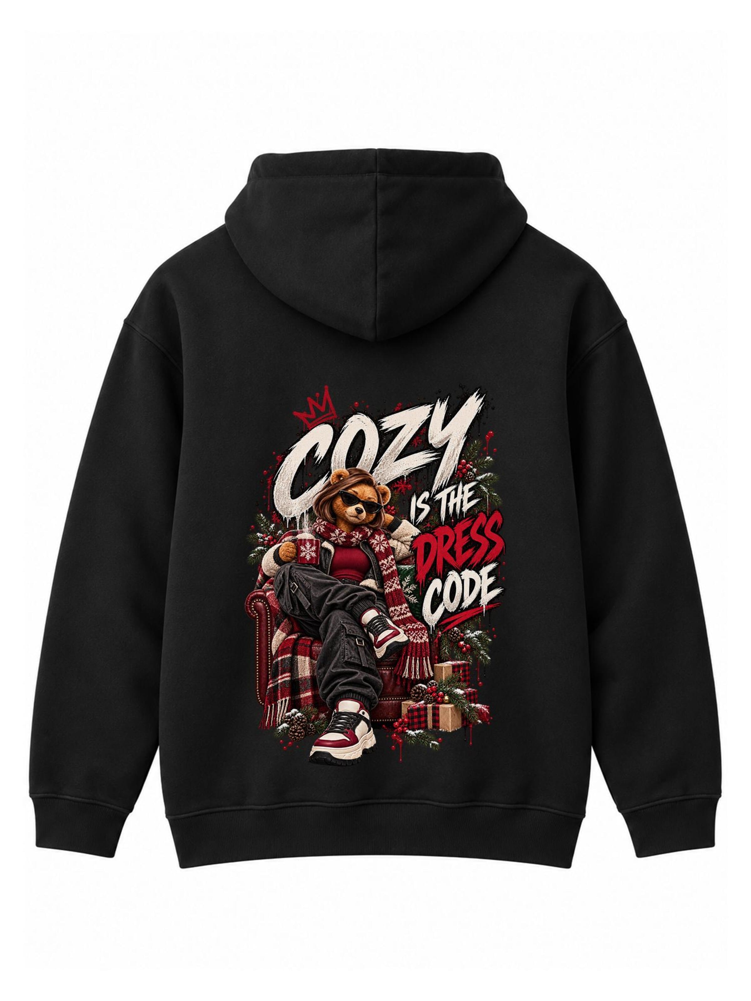 LUNØIR StudioSweater majica 'BOSS Femme Cozy Christmas' - crna boja: prednji dio