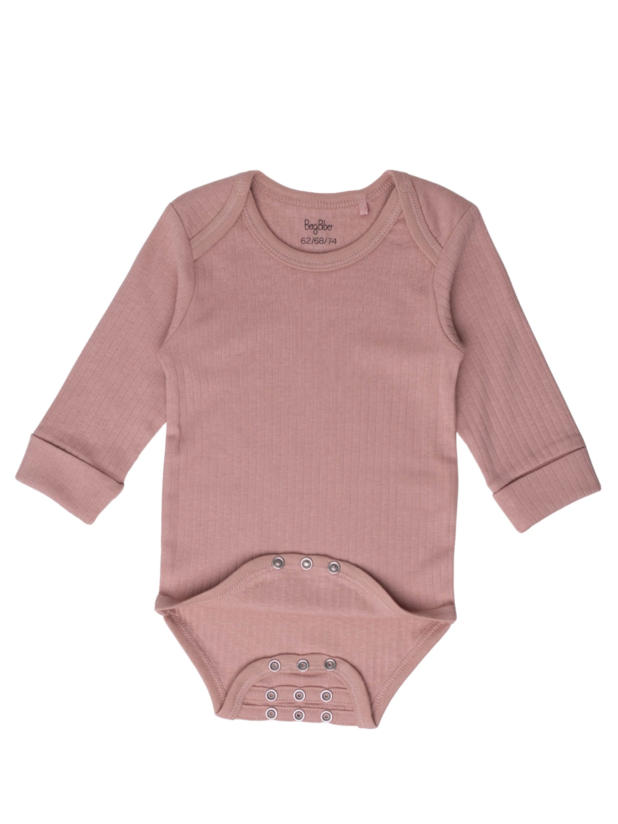 BergBiber Romper/Bodysuit 'Langarm Body AVA (mitwachsend)' in Pink: front