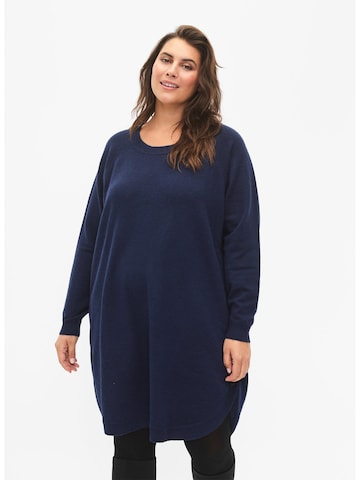 Robes en maille 'Sunny' Zizzi en bleu : devant