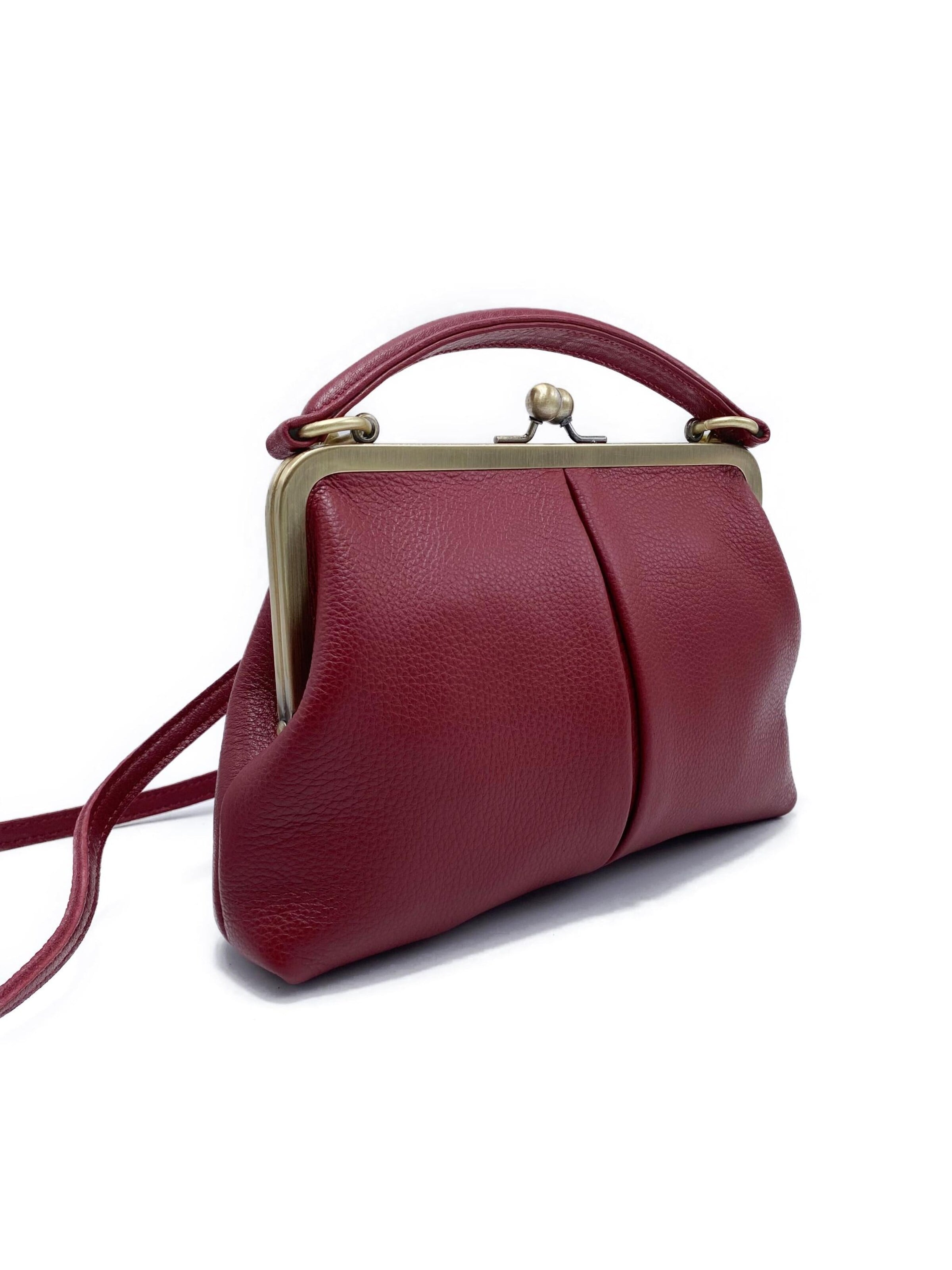 Taschenkinder Handbag 'Kleine Olive – Leder Handtasche & Umhängetasche' in Red