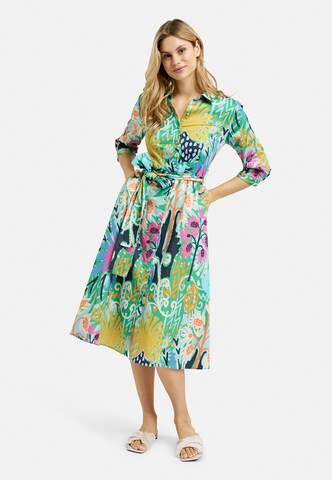 Milano Italy Gemustertes Hemdblusenkleid mit 3/4-Ärmeln in Mischfarben