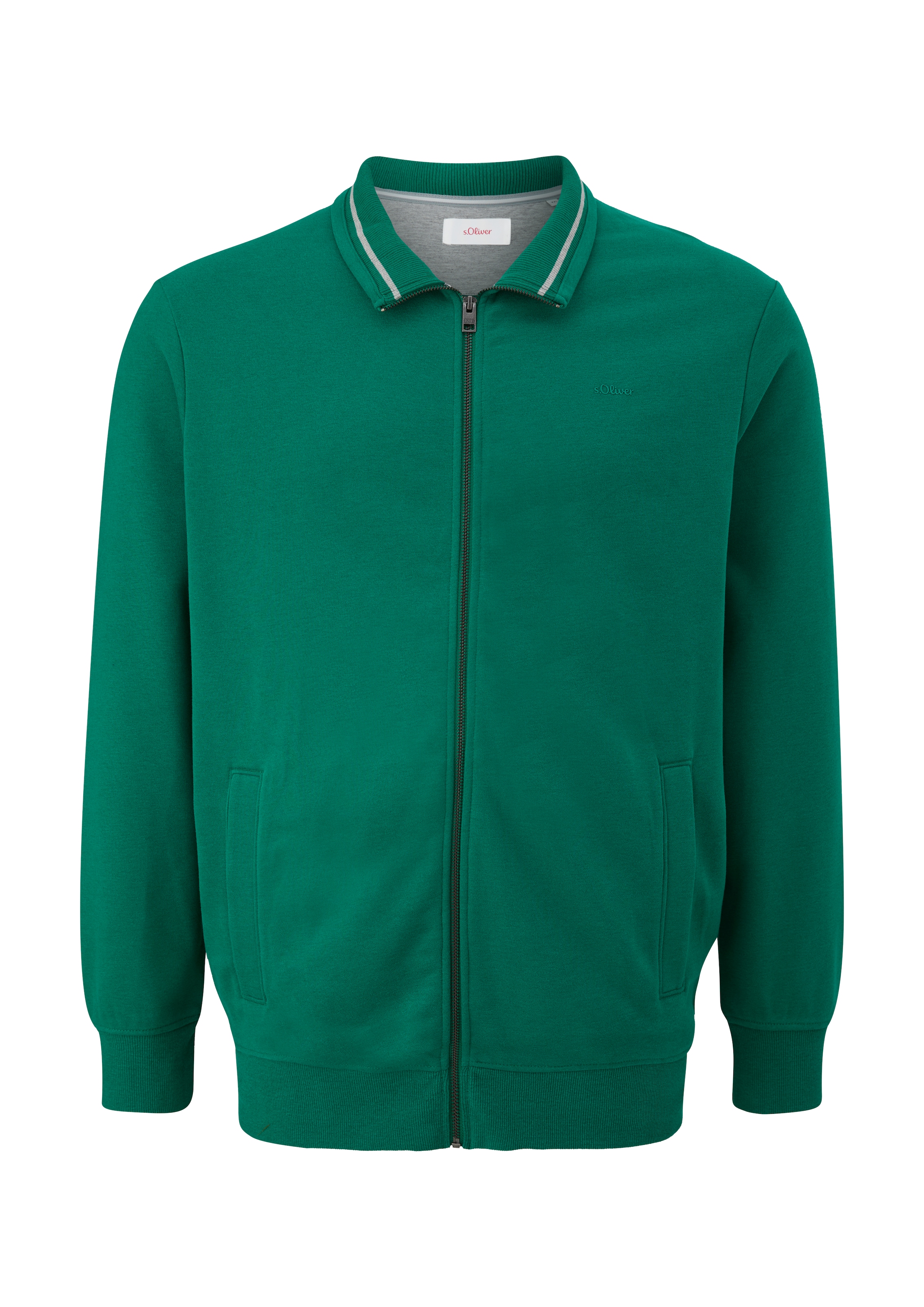 s.Oliver Men Big Sizes Sweatjacke in Grün: Vorderseite