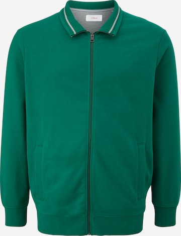 s.Oliver Men Big Sizes Zip-Up Hoodie in Green: front