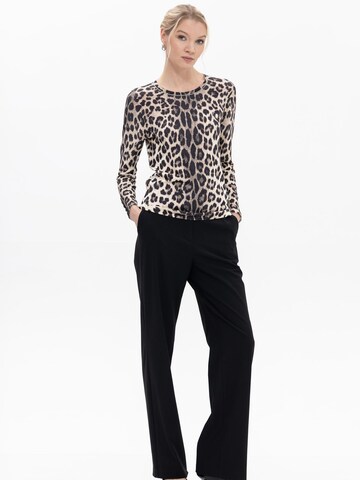 Passioni Sweater 'Rundhalspullover mit Leoprint' in Beige