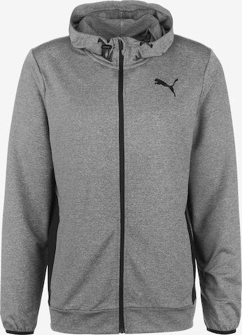 PUMA Athletic Zip-Up Hoodie in Grey: front