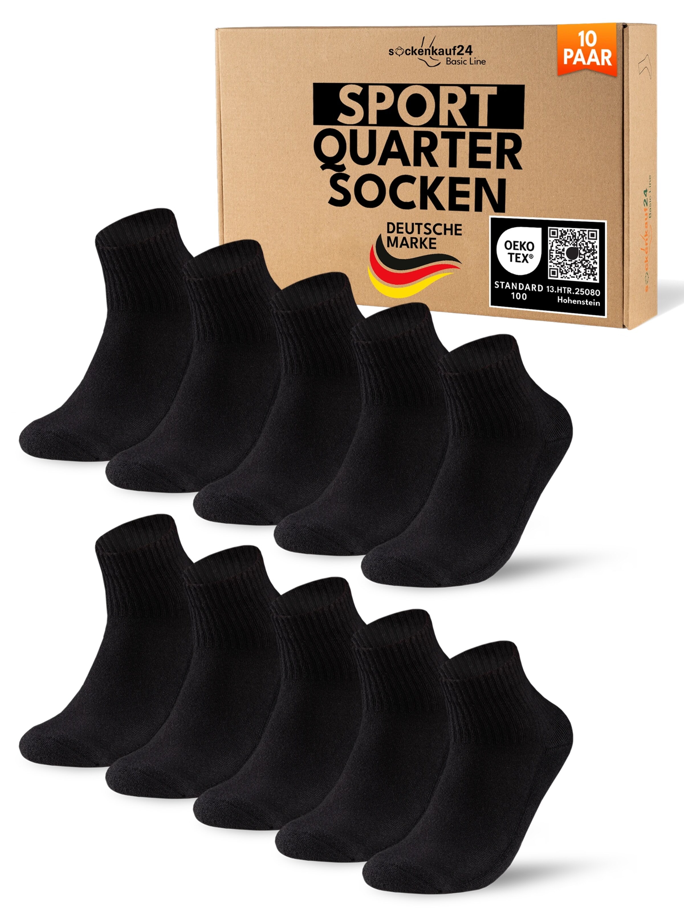 sockenkauf24 Athletic Socks 'Quarter Tennissocken' in 35-38 in Black, Item view