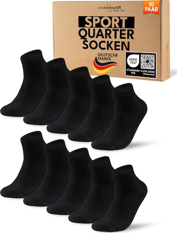 sockenkauf24 Athletic Socks 'Quarter Tennissocken' in Black: front
