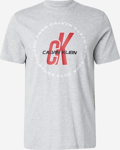 Calvin Klein Jeans Majica u siva melange / crvena / crna / bijela, Pregled proizvoda
