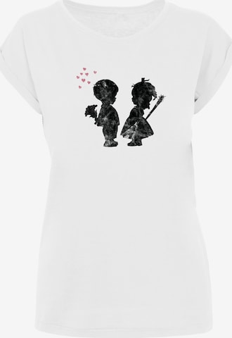 Merchcode T-Shirt 'Girl with a stick' in Weiß: predná strana