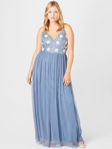 Robe de soirée 'Avon' Lace & Beads Plus en bleu : devant