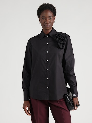 Karl Lagerfeld - Blusa 'FLOWER POPLIN' em preto: frente