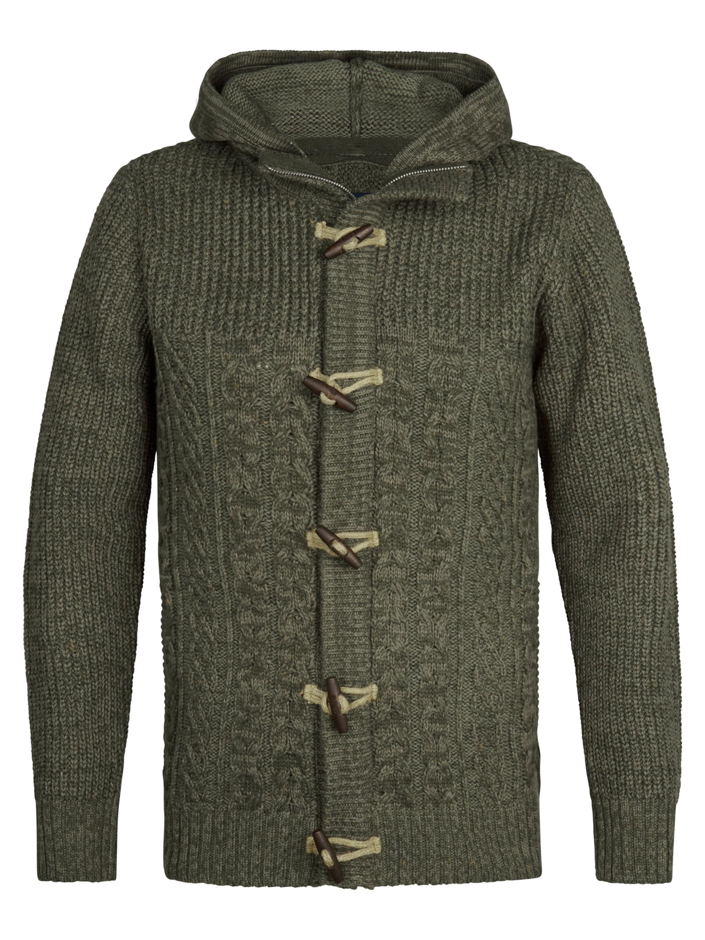 Petrol Industries Knit Cardigan in Green: front