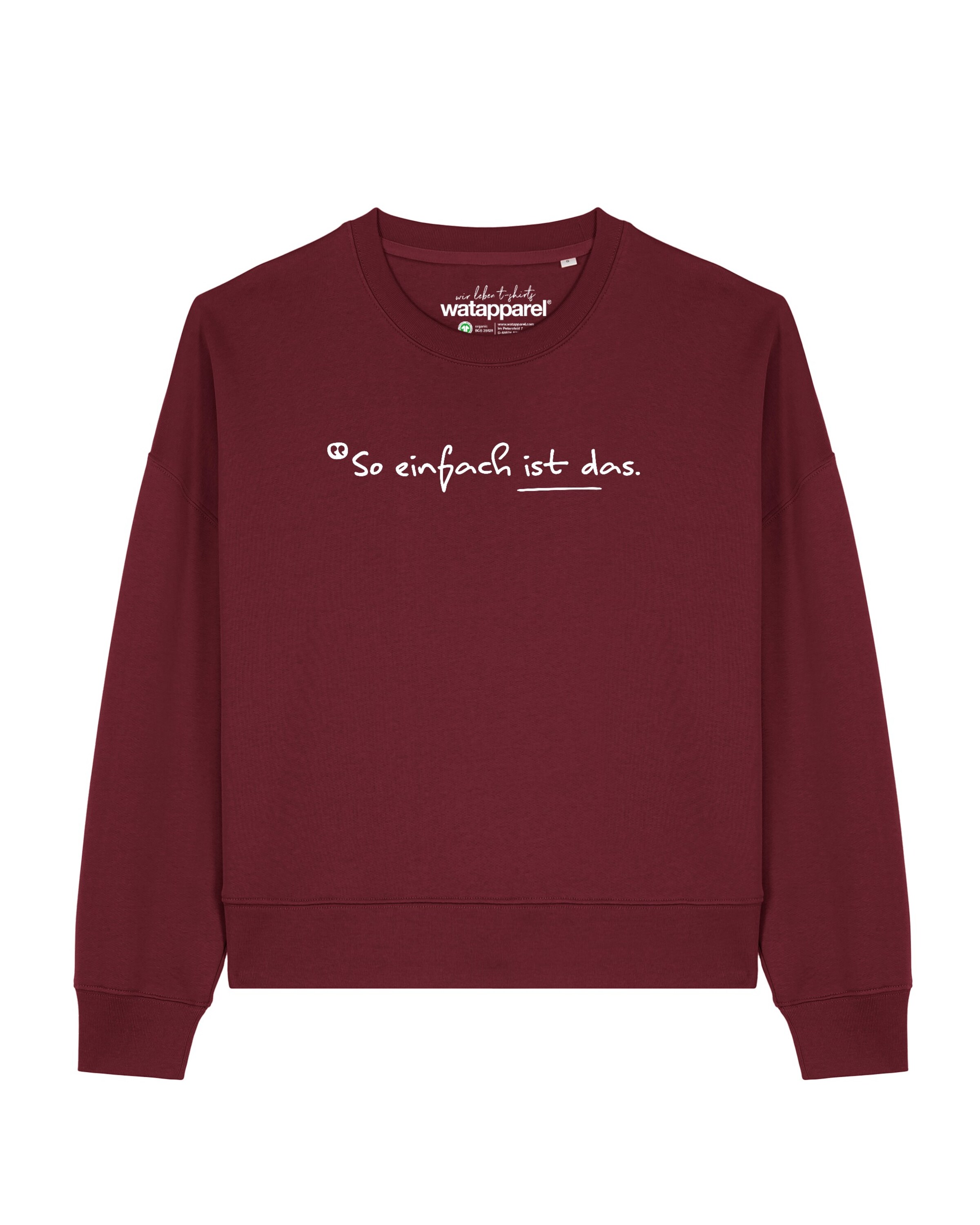 Sweat-shirt 'So einfach ist das' Watapparel en rouge : devant