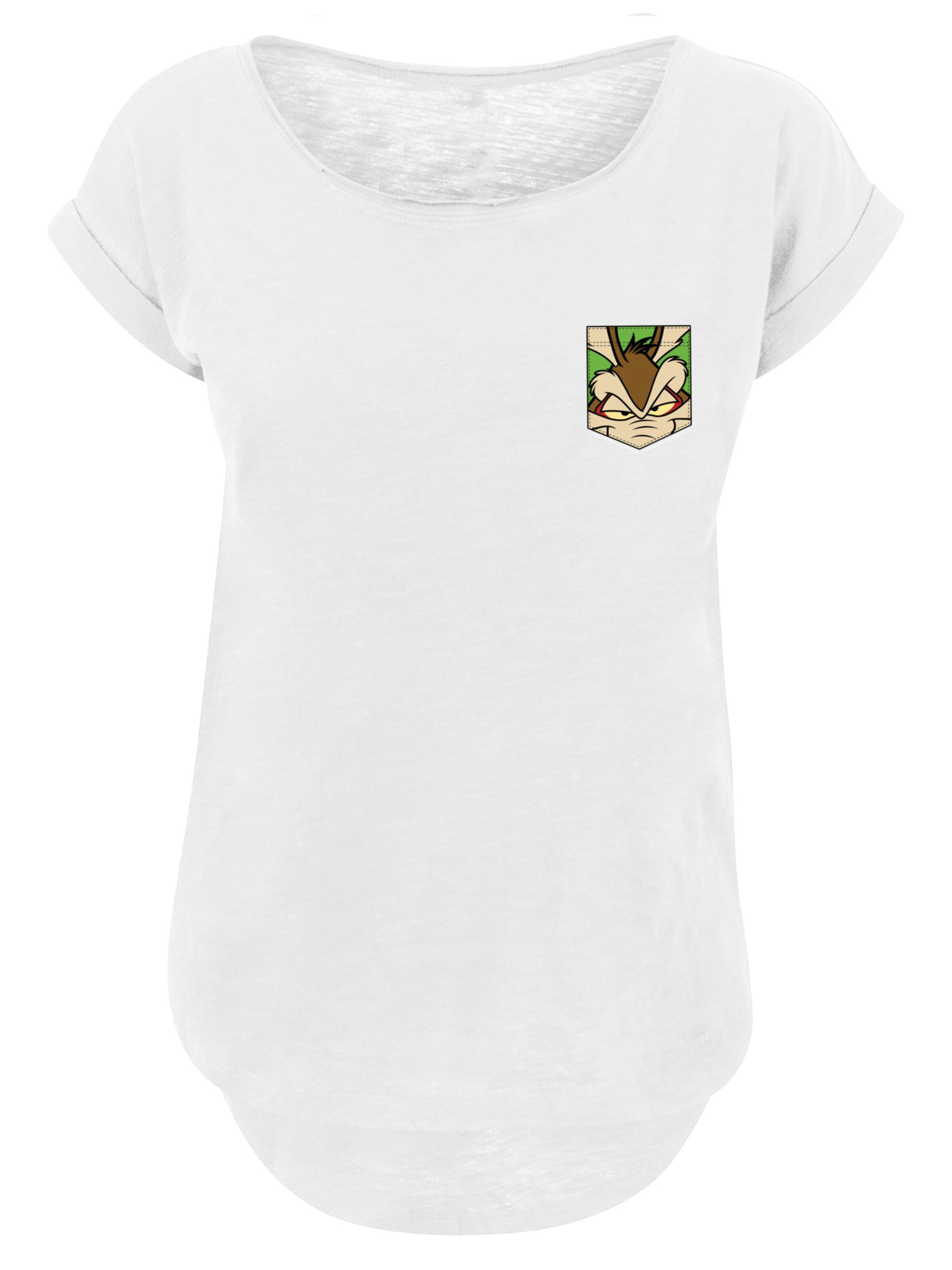 F4NT4STIC Shirt 'Looney Tunes Wile E Coyote Face' in Wit: voorkant