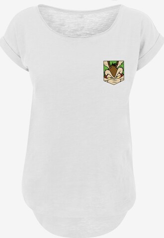 T-shirt 'Looney Tunes Wile E Coyote Face Faux Pocket' F4NT4STIC en blanc : devant