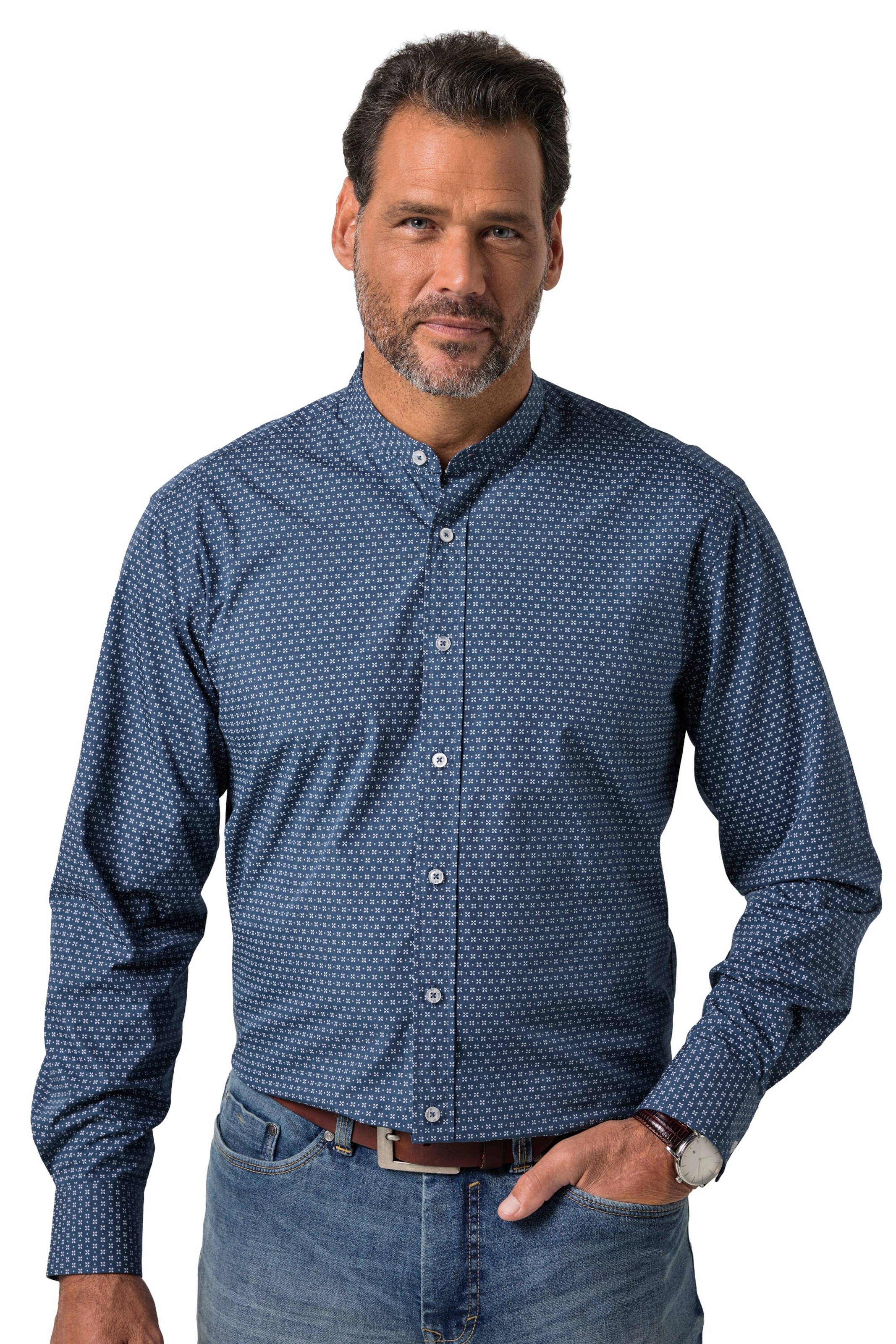 JP1880 Regular Fit Hemd in Blau: Vorderseite