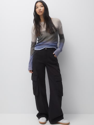 Pull&Bear Wide leg Cargo trousers in Black