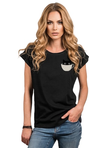 MAKAYA Shirt 'Cup Cat' in Black: front