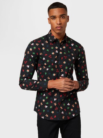 Only & Sons Regular fit Button Up Shirt in Black: front