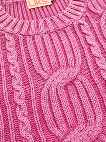LIKS. Munich Sweter 'Strickpullover aus Zopfmuster mit Stickerei aus Baumwolle - DoroC' w kolorze różowy