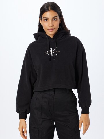 Calvin Klein Jeans Sweatshirt in Zwart: voorkant