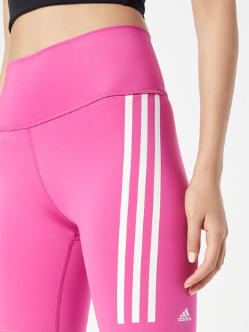ADIDAS SPORTSWEAR Skinny Športové nohavice 'Optime Train Icons 3-Stripes Bike' - Ružová