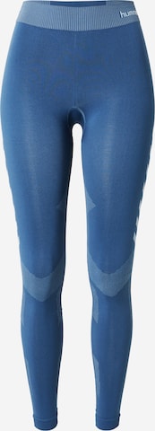 Skinny Pantalon de sport 'First' Hummel en bleu : devant