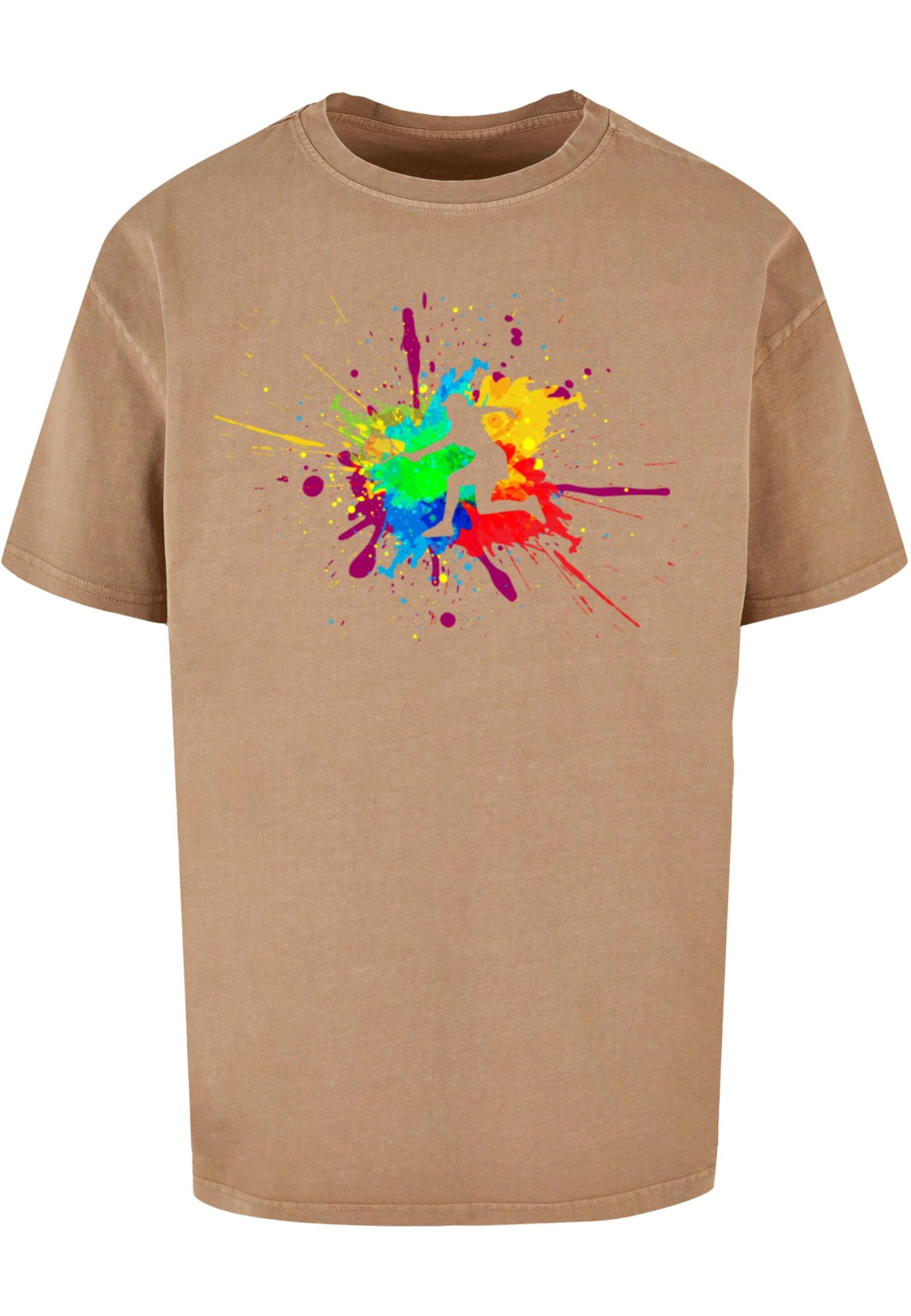 Merchcode T-Shirt 'Splash Player' in Beige: Vorderseite