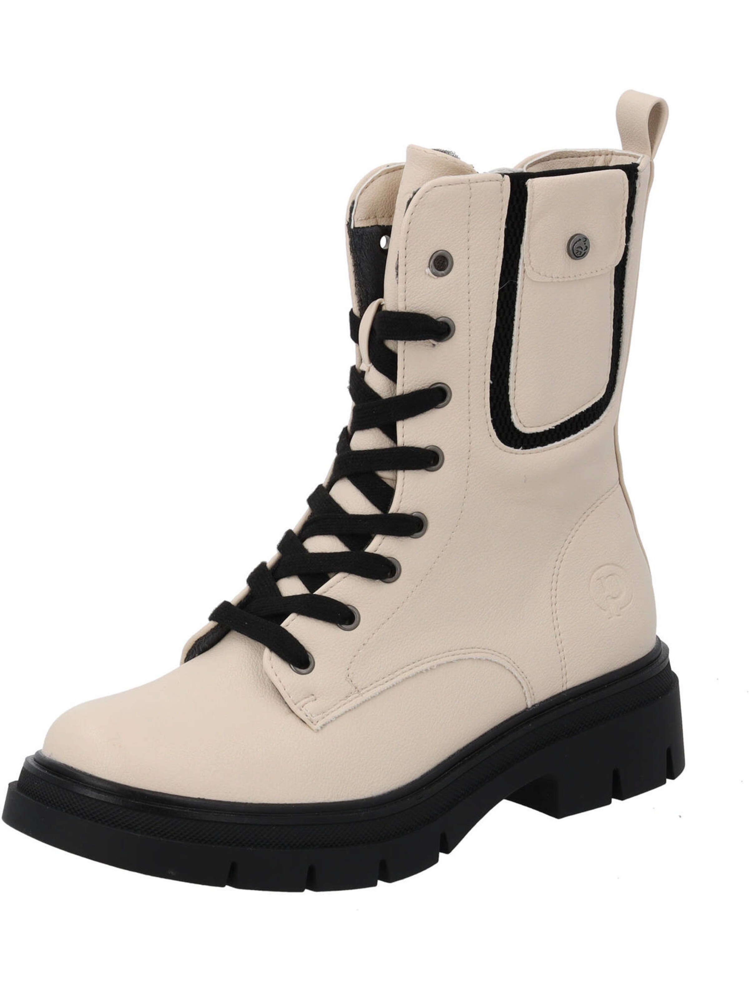 Palado by Sila Sahin Lace-Up Boots in Beige: front