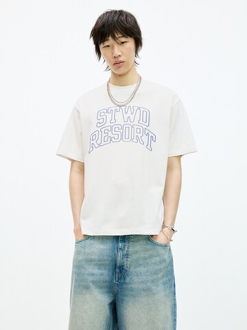 T-Shirt Pull&Bear en blanc : devant