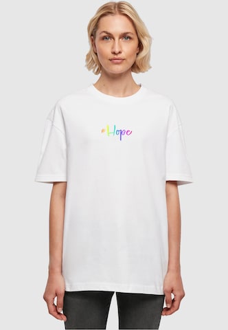 Merchcode Shirt 'Hope Rainbow' in White: front