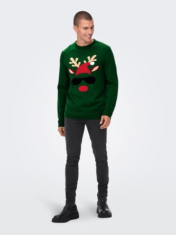 Only & Sons - Pullover 'Xmas' em verde