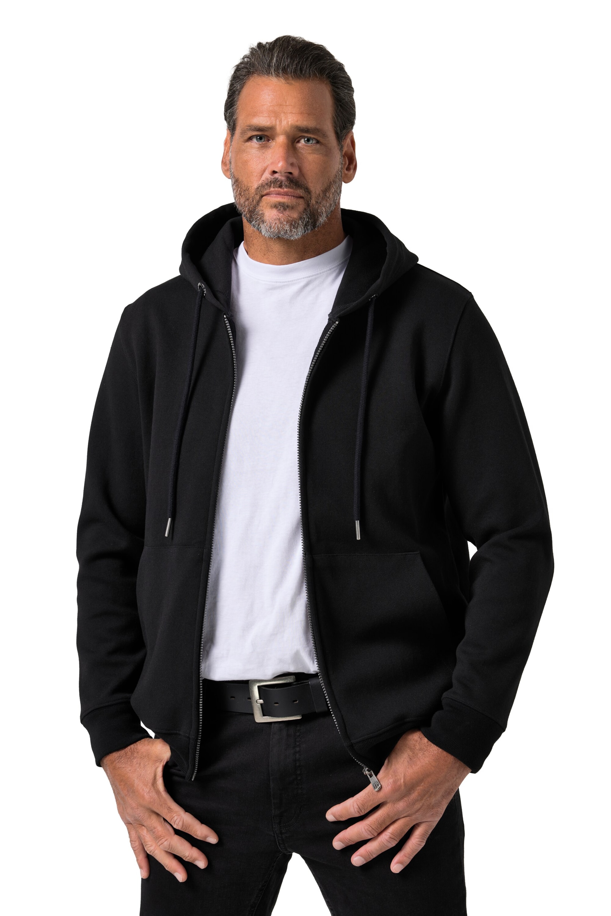 JP1880 Sweatjacke in Schwarz: Vorderseite