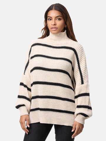 Elara Pullover i overstørrelse i beige: forside
