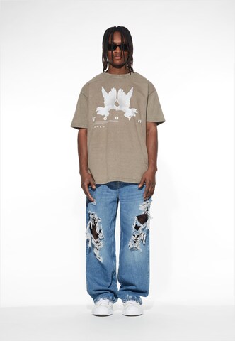 Lost Youth T-Shirt 'Dove' in Braun