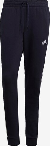 ADIDAS SPORTSWEAR Ozke Športne hlače 'Essentials Fleece Tapered Cuff 3-Stripes' | modra barva