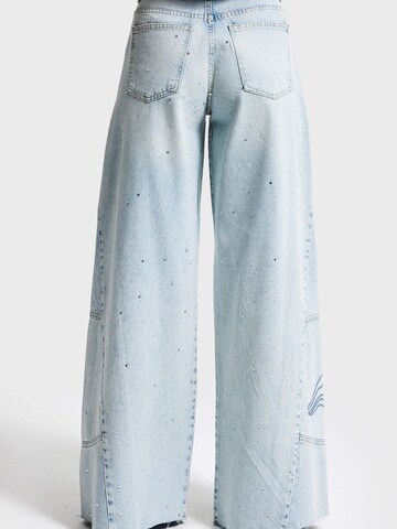 IT'S BASIC Wide leg Jeans 'RHINESTONE PALAZZO MID RISE JEANS' in Blauw