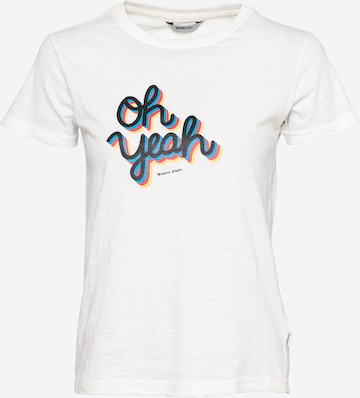 Wemoto T-shirt 'YEAH' i vit: framsida