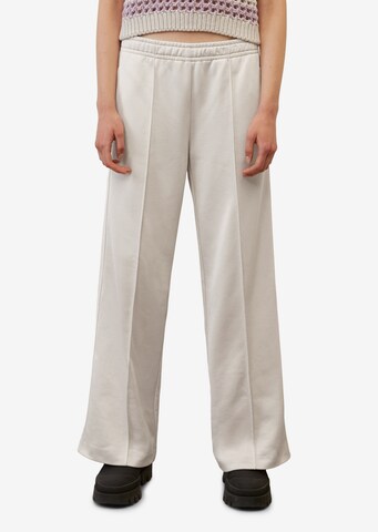 Marc O'Polo Wide leg Pantalon in Wit: voorkant