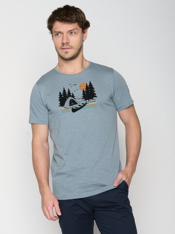 GREENBOMB Shirt 'Nature Canoe Tent' in Blauw: voorkant